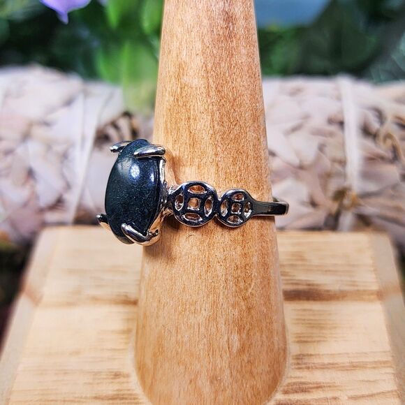 Moss Agate Crystal Statement Ring #5E - Picture 2 of 3